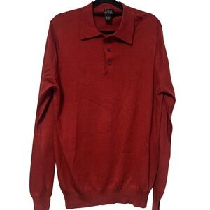 Jos. A. Bank‎ Signature Collection Mens Red 100% Silk Long Sleeve Polo Sweater L